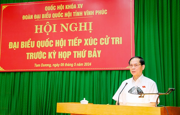 Bộ trưởng Ngoại giao Bùi Thanh Sơn cùng đoàn ĐBQH tỉnh Vĩnh Phúc tiếp xúc cử tri huyện Tam Dương